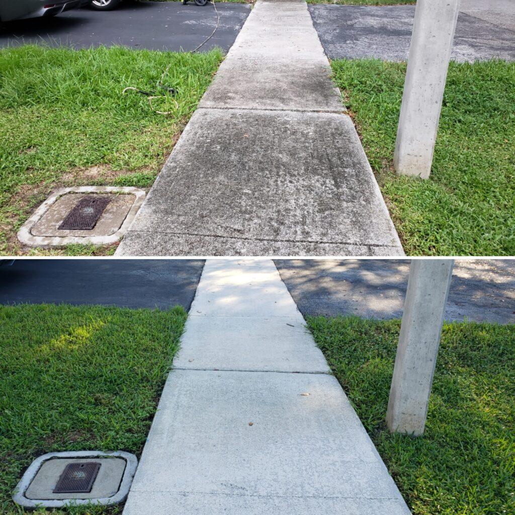 Transform your home's exterior into a stunning and inviting oasis with the pressure washing that makes your sidewalks and driveways look spotless and new. It'll only take a few hours. before and after pressure washing service